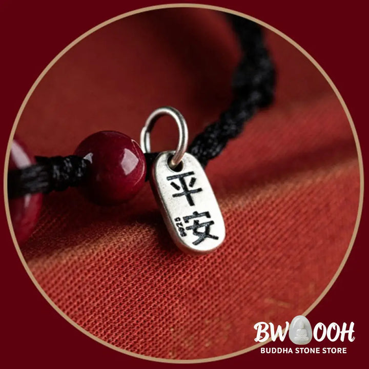 Buddha Stones Handmade Cinnabar Peace Buckle Safe and Healthy Charm Blessing String Bracelet Anklet - BWOOOH - Bracelet