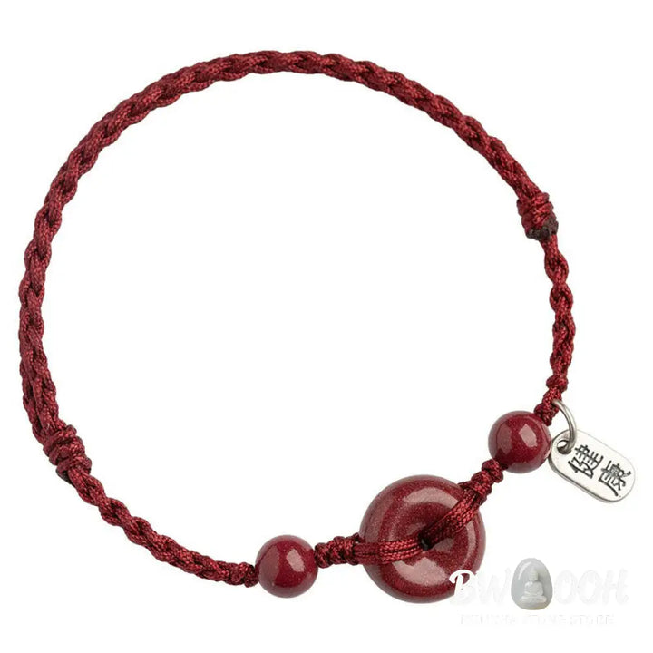 Buddha Stones Handmade Cinnabar Peace Buckle Safe and Healthy Charm Blessing String Bracelet Anklet - BWOOOH - Bracelet
