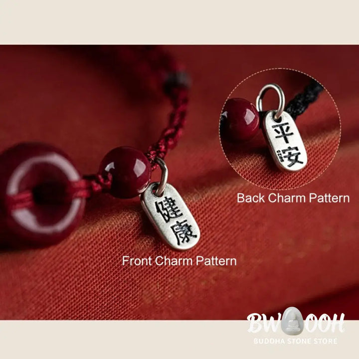 Buddha Stones Handmade Cinnabar Peace Buckle Safe and Healthy Charm Blessing String Bracelet Anklet - BWOOOH - Bracelet