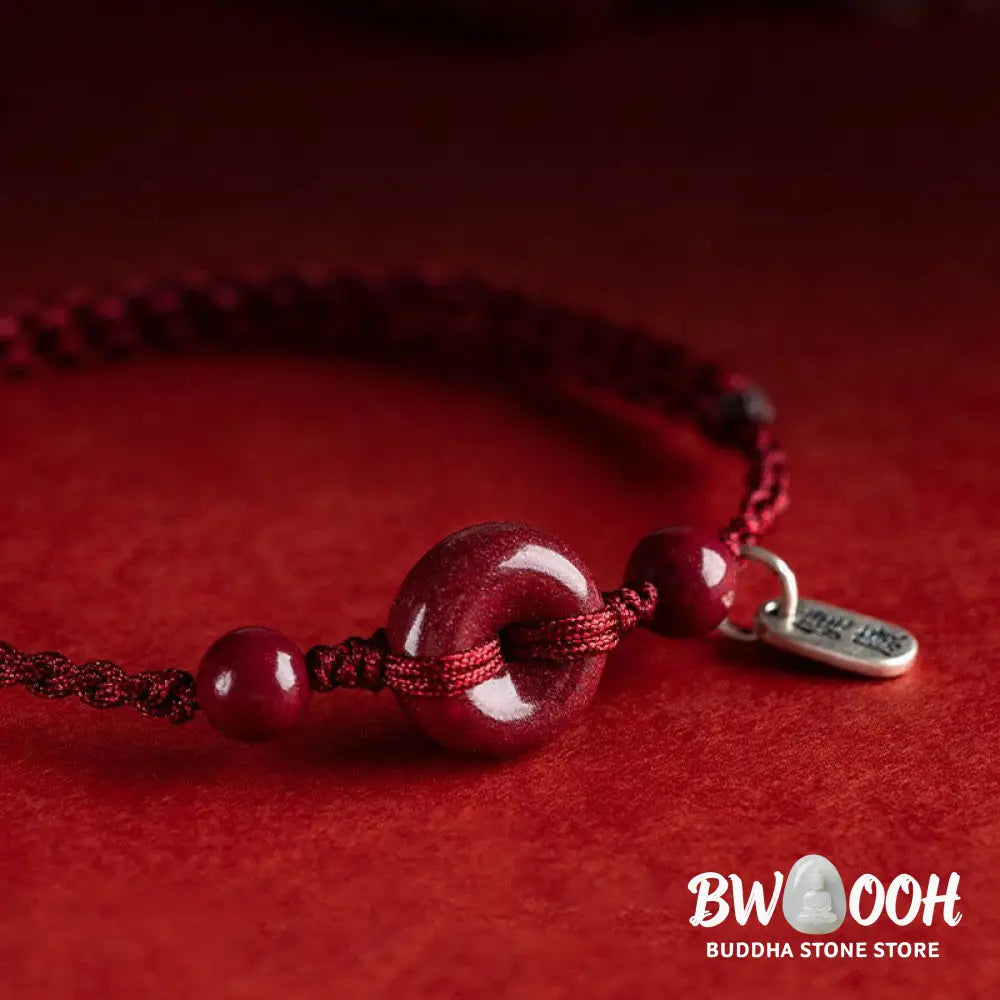 Buddha Stones Handmade Cinnabar Peace Buckle Safe and Healthy Charm Blessing String Bracelet Anklet - BWOOOH - Bracelet