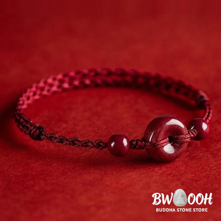Buddha Stones Handmade Cinnabar Peace Buckle Safe and Healthy Charm Blessing String Bracelet Anklet - BWOOOH - Bracelet