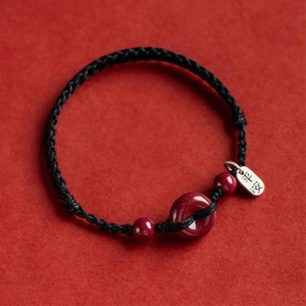 Buddha Stones Handmade Cinnabar Peace Buckle Safe and Healthy Charm Blessing String Bracelet Anklet - BWOOOH