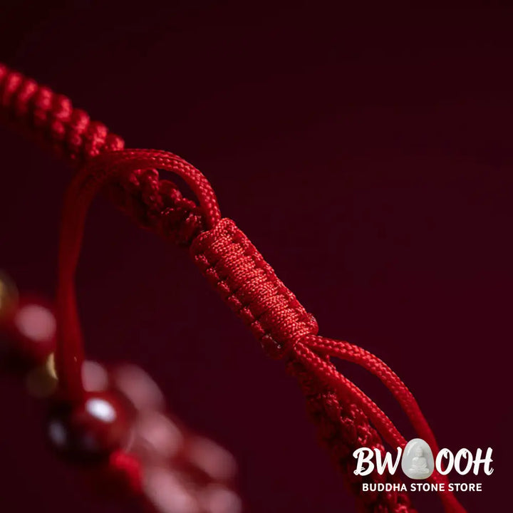 Buddha Stones Handmade Cinnabar Ruyi Handle Fu Character PiXiu Blessing Red String Braided Bracelet - BWOOOH - Bracelet