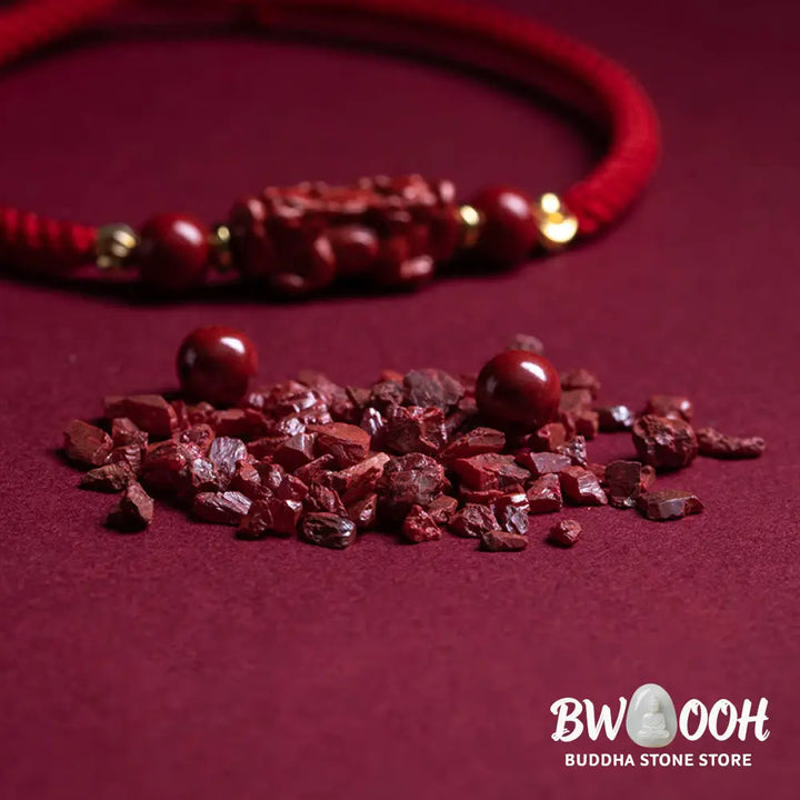 Buddha Stones Handmade Cinnabar Ruyi Handle Fu Character PiXiu Blessing Red String Braided Bracelet - BWOOOH - Bracelet