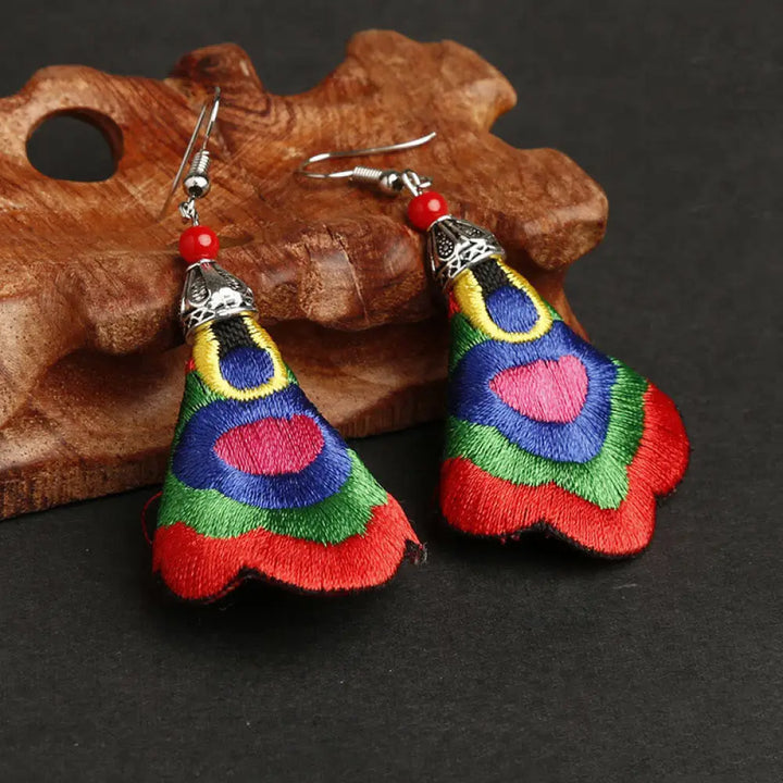 BWOOOH Handmade Colorful Yi Embroidery Harmony Earrings — natural stone crystal healing bracelet for spiritual healing and...