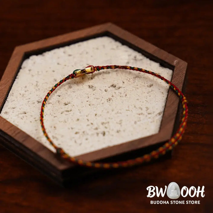 Buddha Stones Handmade Copper Coins Charm Connection Braided String Adjustable Bracelet Anklet - Bracelet Anklet