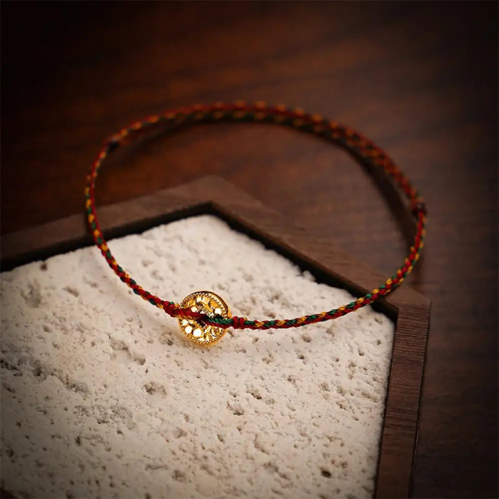 BWOOOH Handmade Copper Coins Charm Connection Braided Str