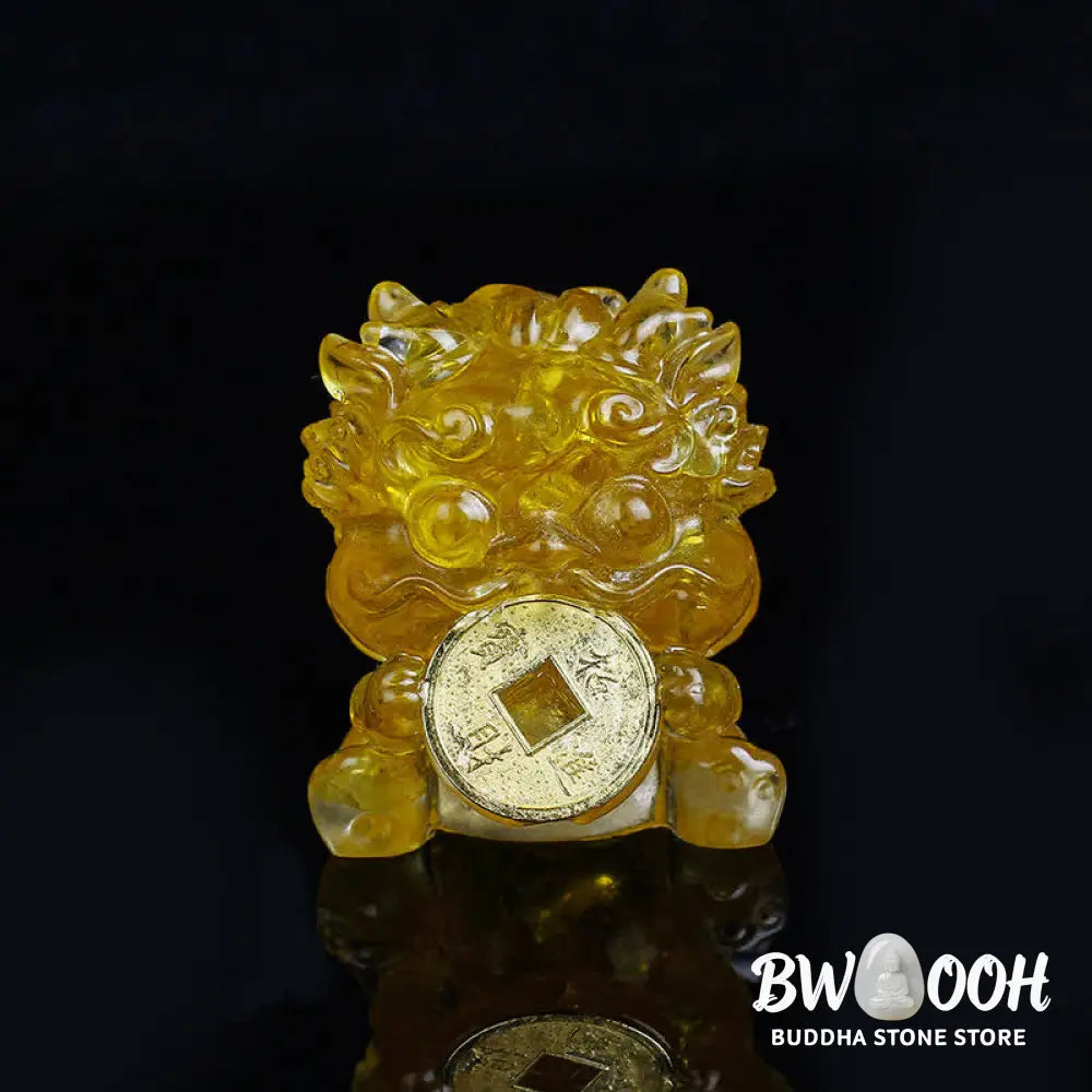 Buddha Stones Handmade Cute PiXiu Gold Coin Crystal Fengshui Energy Wealth Fortune Home Decoration - Decorations