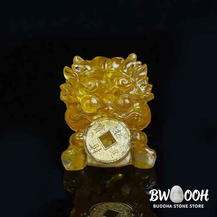 Buddha Stones Handmade Cute PiXiu Gold Coin Crystal Fengshui Energy Wealth Fortune Home Decoration - Decorations