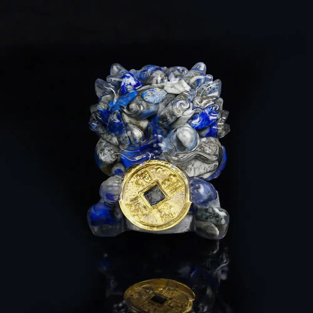 Buddha Stones Handmade Cute PiXiu Gold Coin Crystal Fengshui Energy Wealth Fortune Home Decoration - Lazurite