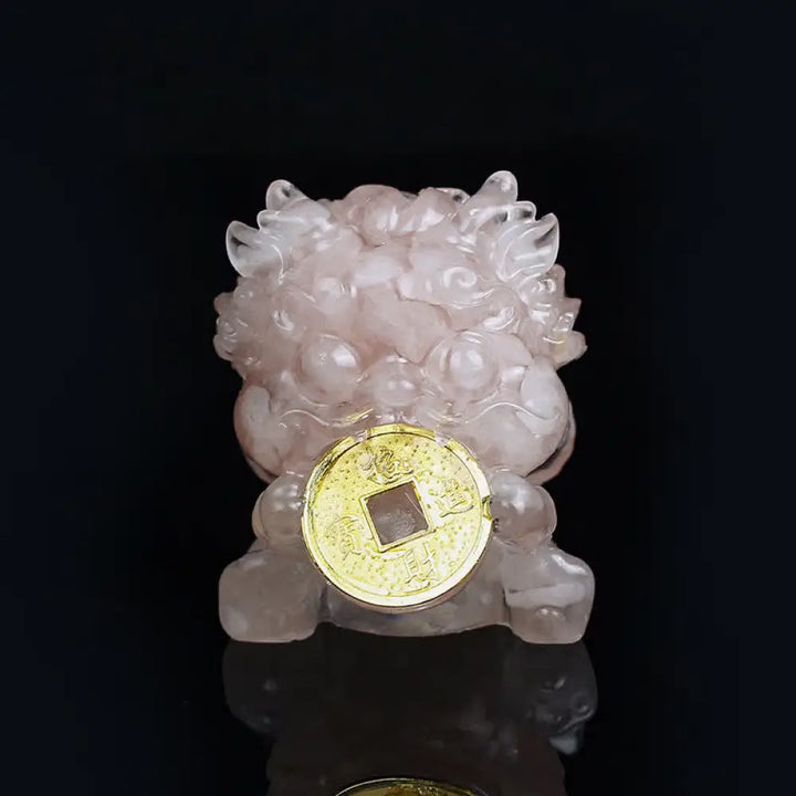 Buddha Stones Handmade Cute PiXiu Gold Coin Crystal Fengshui Energy Wealth Fortune Home Decoration - Pink