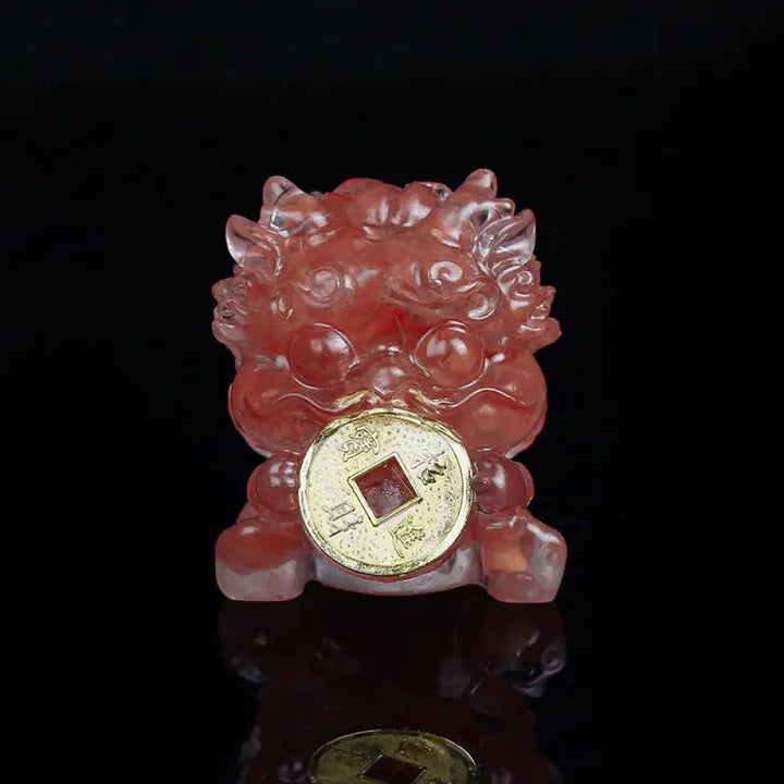 Buddha Stones Handmade Cute PiXiu Gold Coin Crystal Fengshui Energy Wealth Fortune Home Decoration - Watermelon Crystal