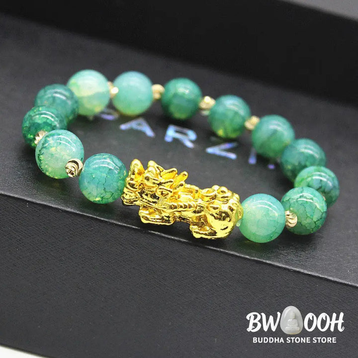 Buddha Stones Handmade Cyan Jade Pi Xiu Success Bracelet - BWOOOH - Cyan Jade - Bracelet