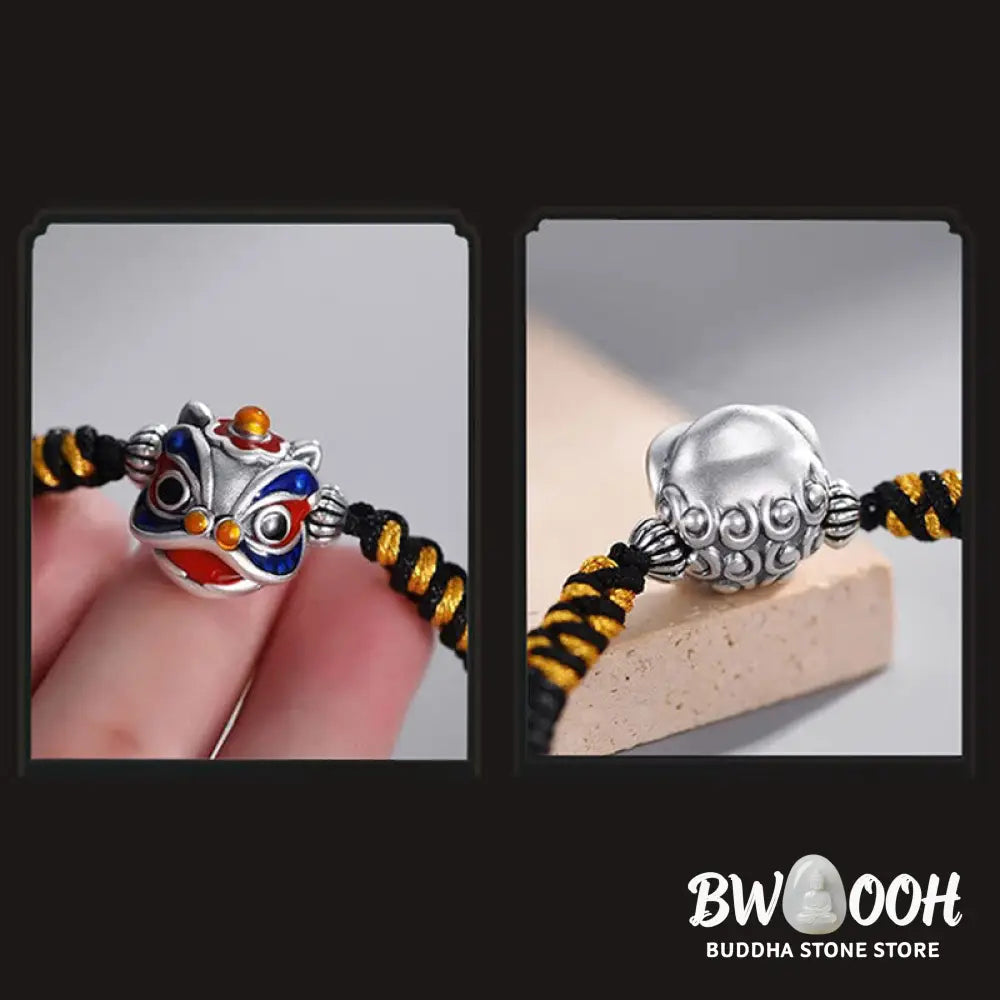 Buddha Stones Handmade Dancing Lion Luck Braided String Bracelet - BWOOOH - Bracelet