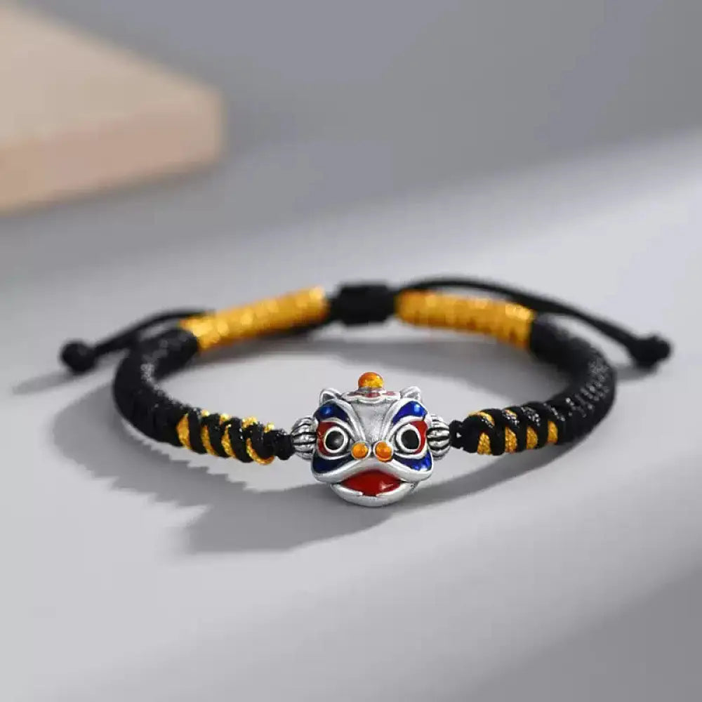 BWOOOH Handmade Dancing Lion Luck Braided String Bracelet - BWOOOH - Black(Wrist Circumference 14-21cm)