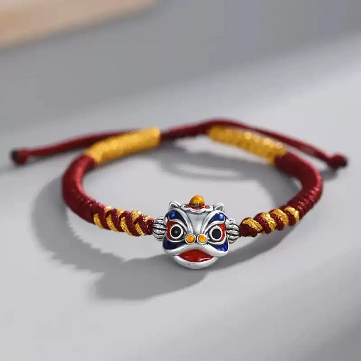 Buddha Stones Handmade Dancing Lion Luck Braided String Bracelet - BWOOOH - Red(Wrist Circumference 14-21cm) - Bracelet