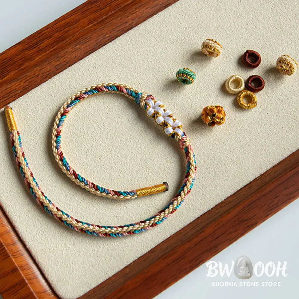 Buddha Stones Handmade Dunhuang Color Peach Blossom Pattern Braid String Bracelet - BWOOOH - Bracelet