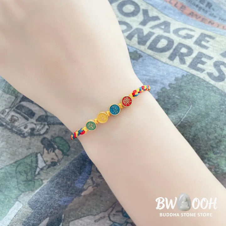 Buddha Stones Handmade Dunhuang Color Thread Peace And Joy Protection Braid String Bracelet - BWOOOH - Bracelet