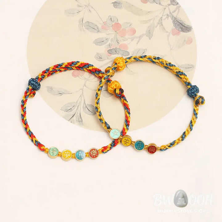 Buddha Stones Handmade Dunhuang Color Thread Peace And Joy Protection Braid String Bracelet - BWOOOH - Bracelet