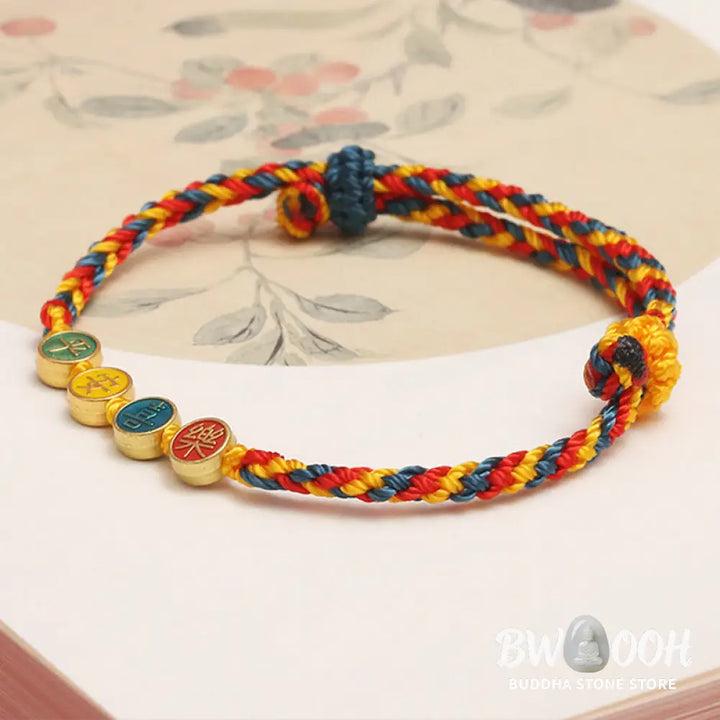 Buddha Stones Handmade Dunhuang Color Thread Peace And Joy Protection Braid String Bracelet - BWOOOH - Bracelet