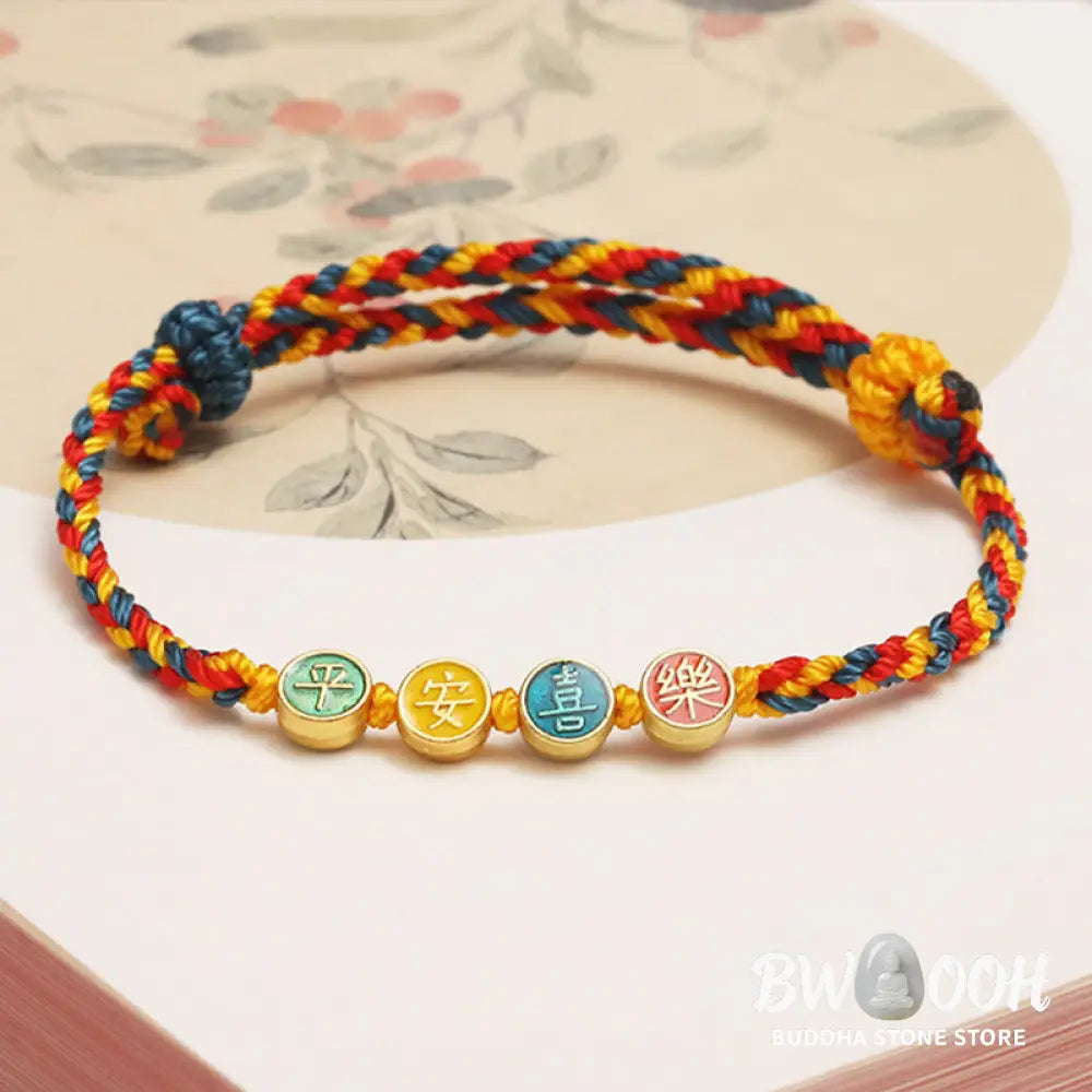 Buddha Stones Handmade Dunhuang Color Thread Peace And Joy Protection Braid String Bracelet - BWOOOH - Bracelet