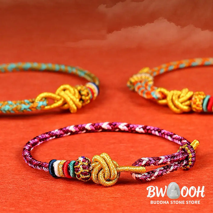 Buddha Stones Handmade Dunhuang Colorful Rope Protection Braid String Bracelet - BWOOOH - Bracelet