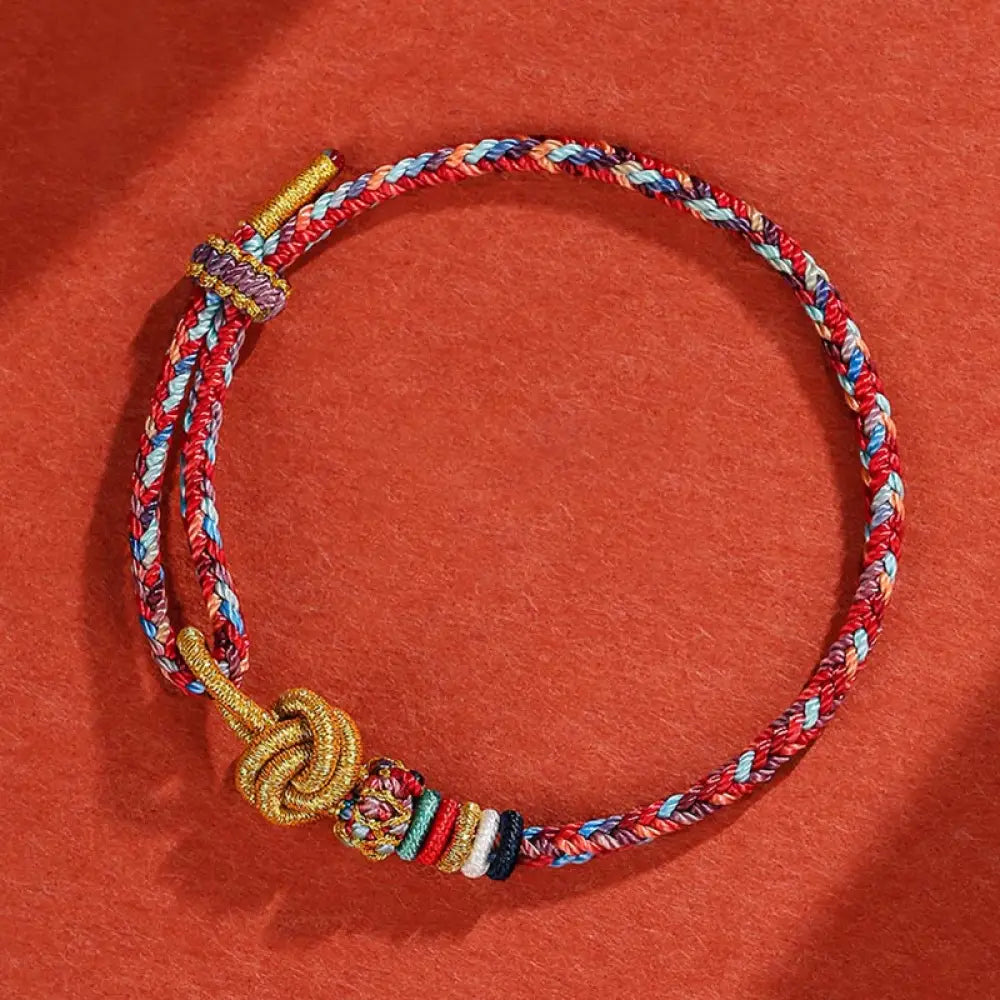 Buddha Stones Handmade Dunhuang Colorful Rope Protection Braid String Bracelet - BWOOOH - Blue Colorful Rope(Wrist