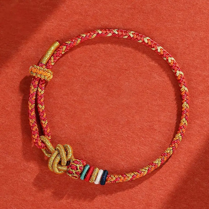 Buddha Stones Handmade Dunhuang Colorful Rope Protection Braid String Bracelet - BWOOOH - Red Colorful Rope(Wrist
