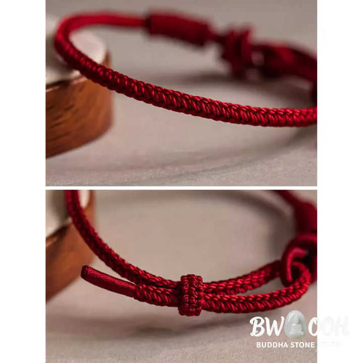 BWOOOH Handmade Eight Thread Peace Knot Fu Character Charm Luck Happiness Red Rope Bracelet - 17-20cm - Bracelet