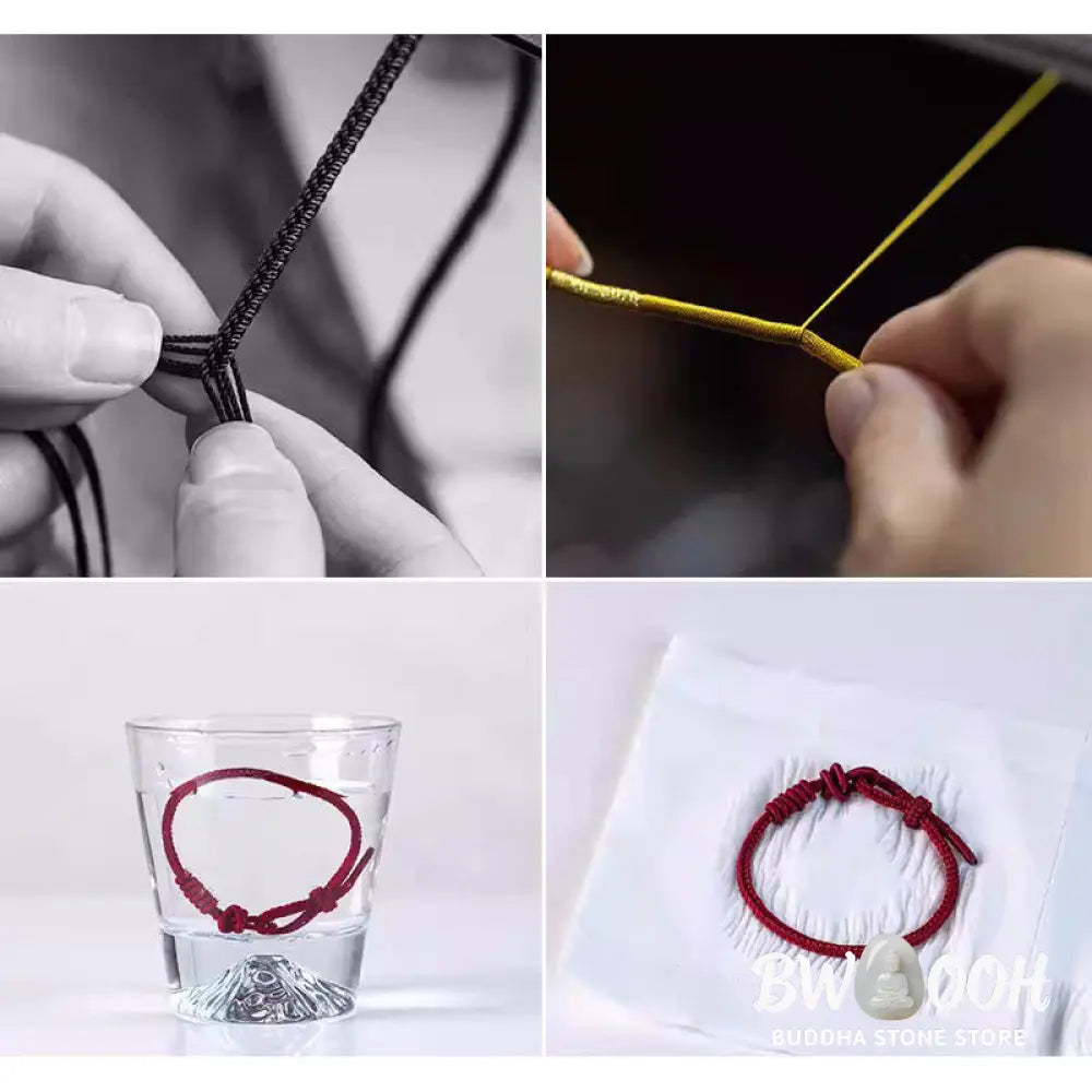 BWOOOH Handmade Eight Thread Peace Knot Fu Character Charm Luck Happiness Red Rope Bracelet - 17-20cm - Bracelet