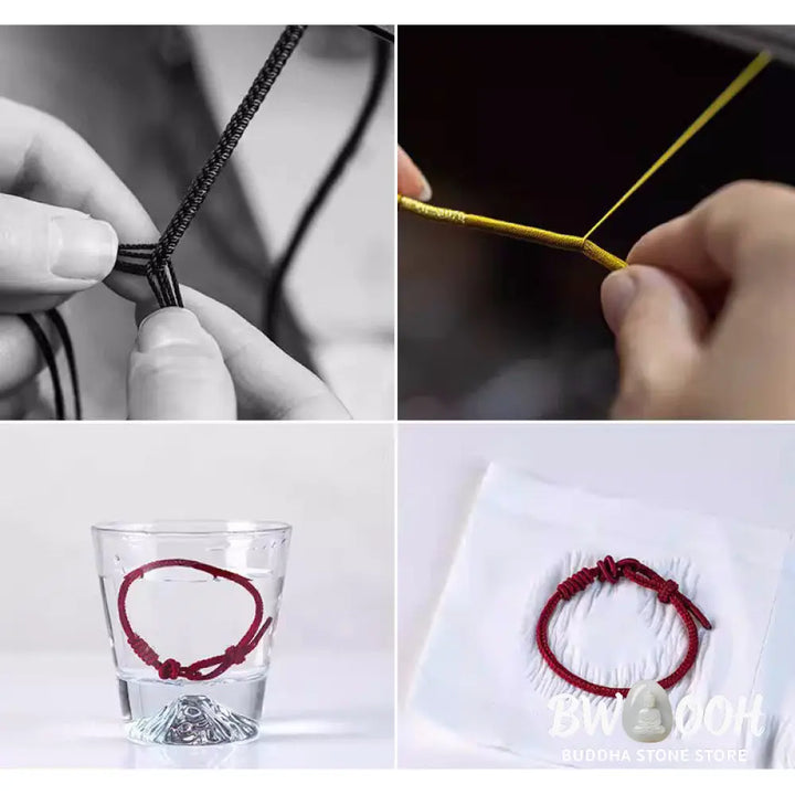 BWOOOH Handmade Eight Thread Peace Knot Fu Character Charm Luck Happiness Red Rope Bracelet - 17-20cm - Bracelet