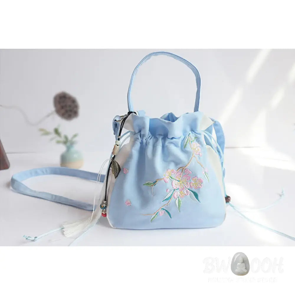 Buddha Stones Handmade Embroidered Flowers Canvas Tote Shoulder Bag Handbag - Bag