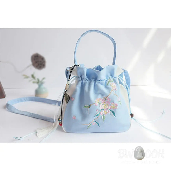 Buddha Stones Handmade Embroidered Flowers Canvas Tote Shoulder Bag Handbag - Bag