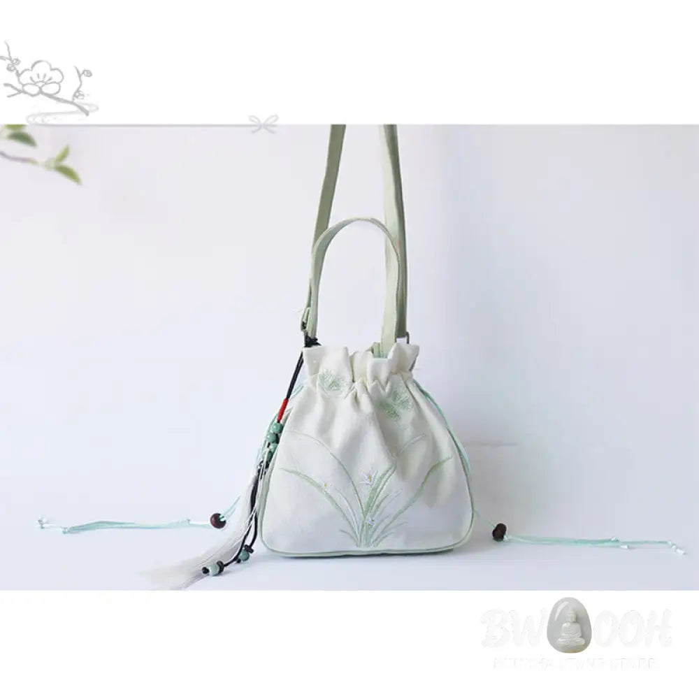 Buddha Stones Handmade Embroidered Flowers Canvas Tote Shoulder Bag Handbag - Bag