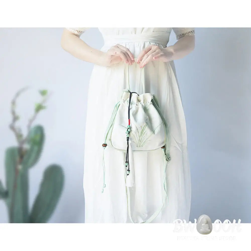 Buddha Stones Handmade Embroidered Flowers Canvas Tote Shoulder Bag Handbag - Bag