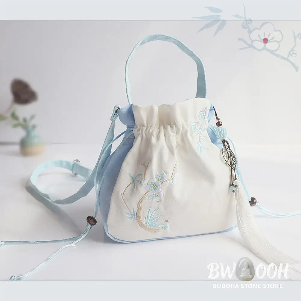 Buddha Stones Handmade Embroidered Flowers Canvas Tote Shoulder Bag Handbag - Bag