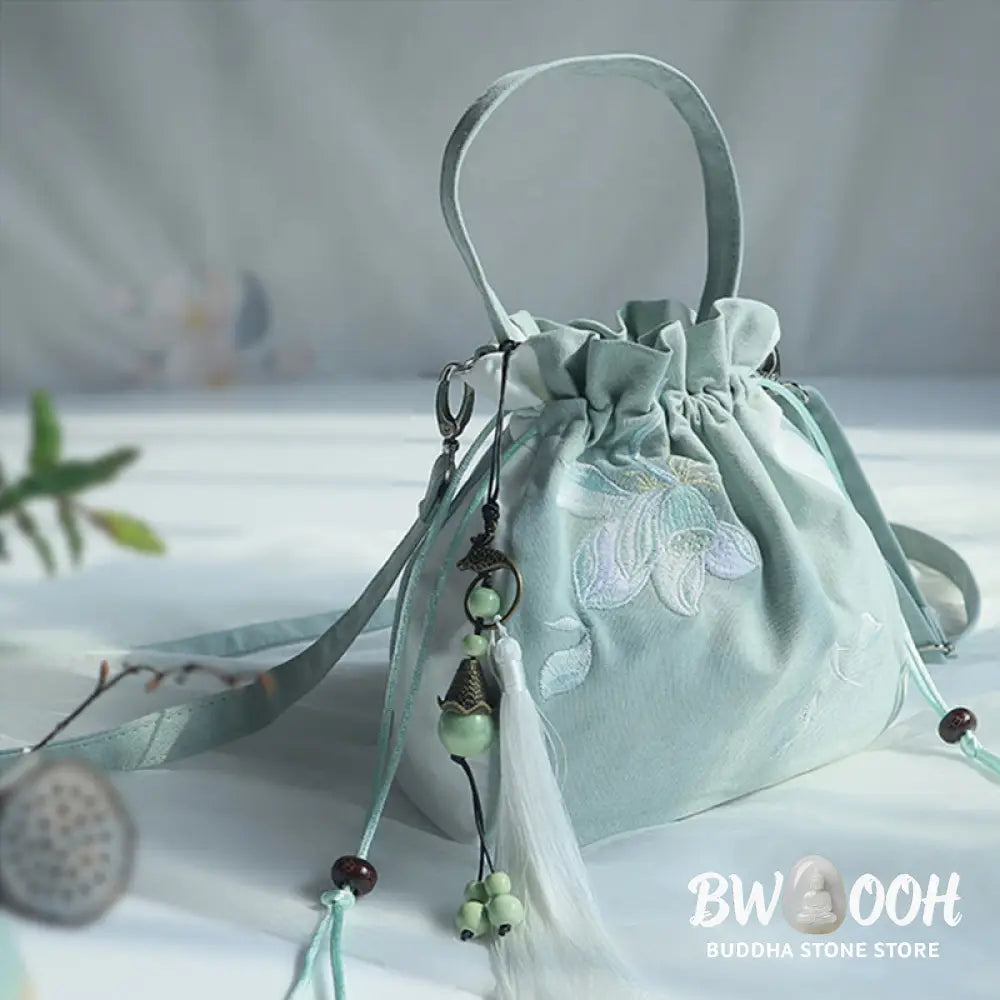 Buddha Stones Handmade Embroidered Flowers Canvas Tote Shoulder Bag Handbag - Bag