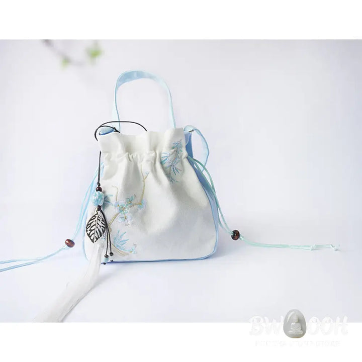 Buddha Stones Handmade Embroidered Flowers Canvas Tote Shoulder Bag Handbag - Bag