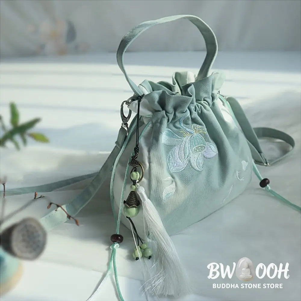 Buddha Stones Handmade Embroidered Flowers Canvas Tote Shoulder Bag Handbag - Bag
