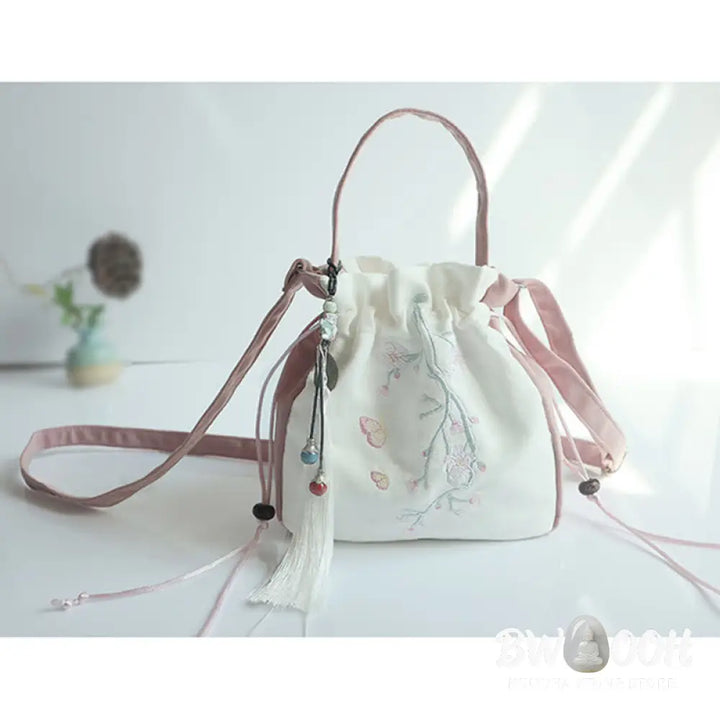 Buddha Stones Handmade Embroidered Flowers Canvas Tote Shoulder Bag Handbag - Bag