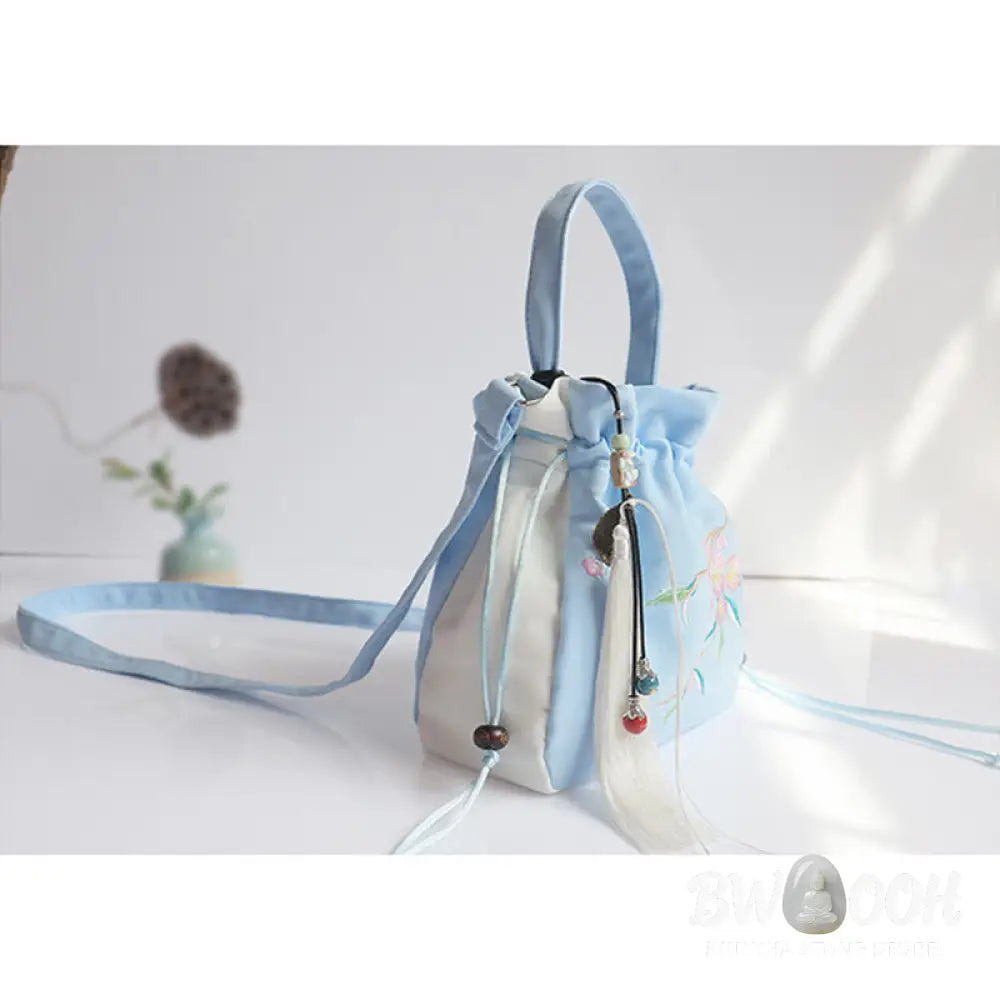 Buddha Stones Handmade Embroidered Flowers Canvas Tote Shoulder Bag Handbag - Bag