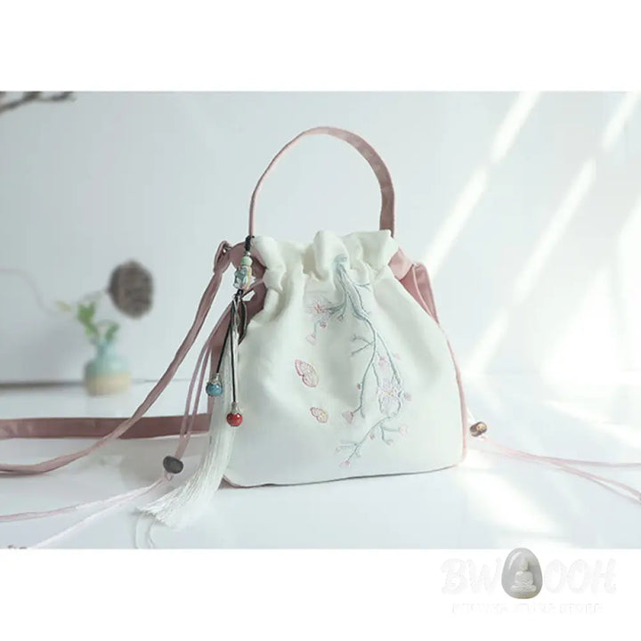 Buddha Stones Handmade Embroidered Flowers Canvas Tote Shoulder Bag Handbag - Bag