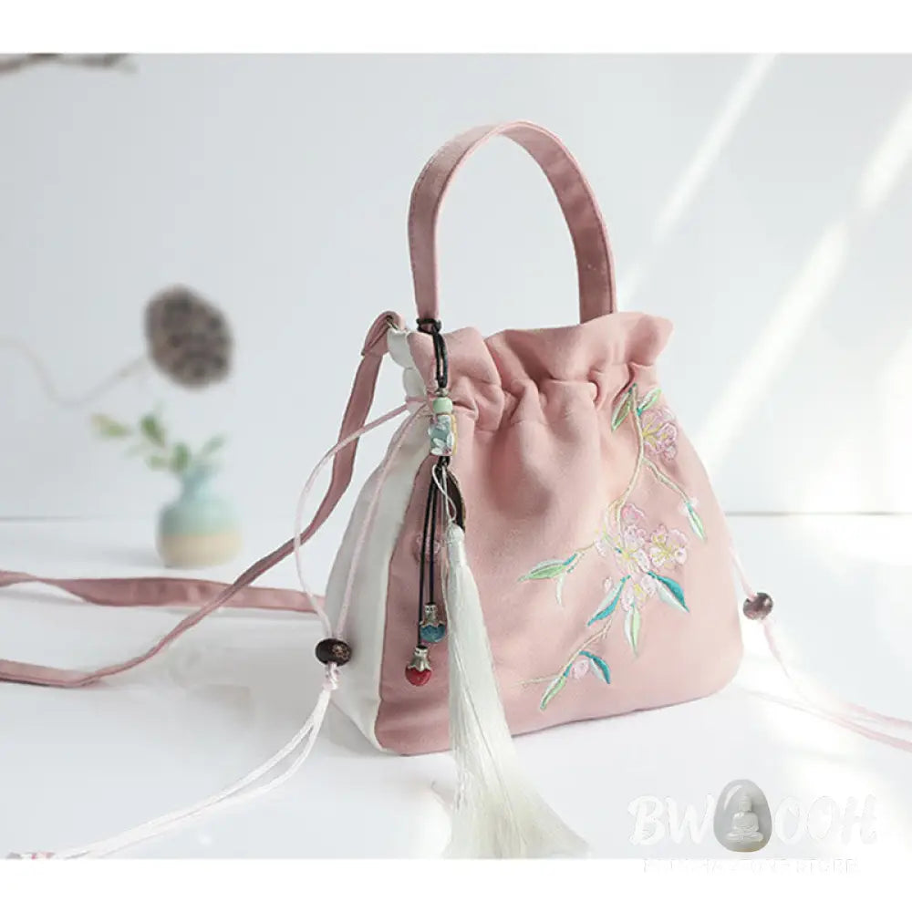 Buddha Stones Handmade Embroidered Flowers Canvas Tote Shoulder Bag Handbag - Bag