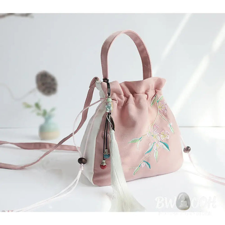 Buddha Stones Handmade Embroidered Flowers Canvas Tote Shoulder Bag Handbag - Bag