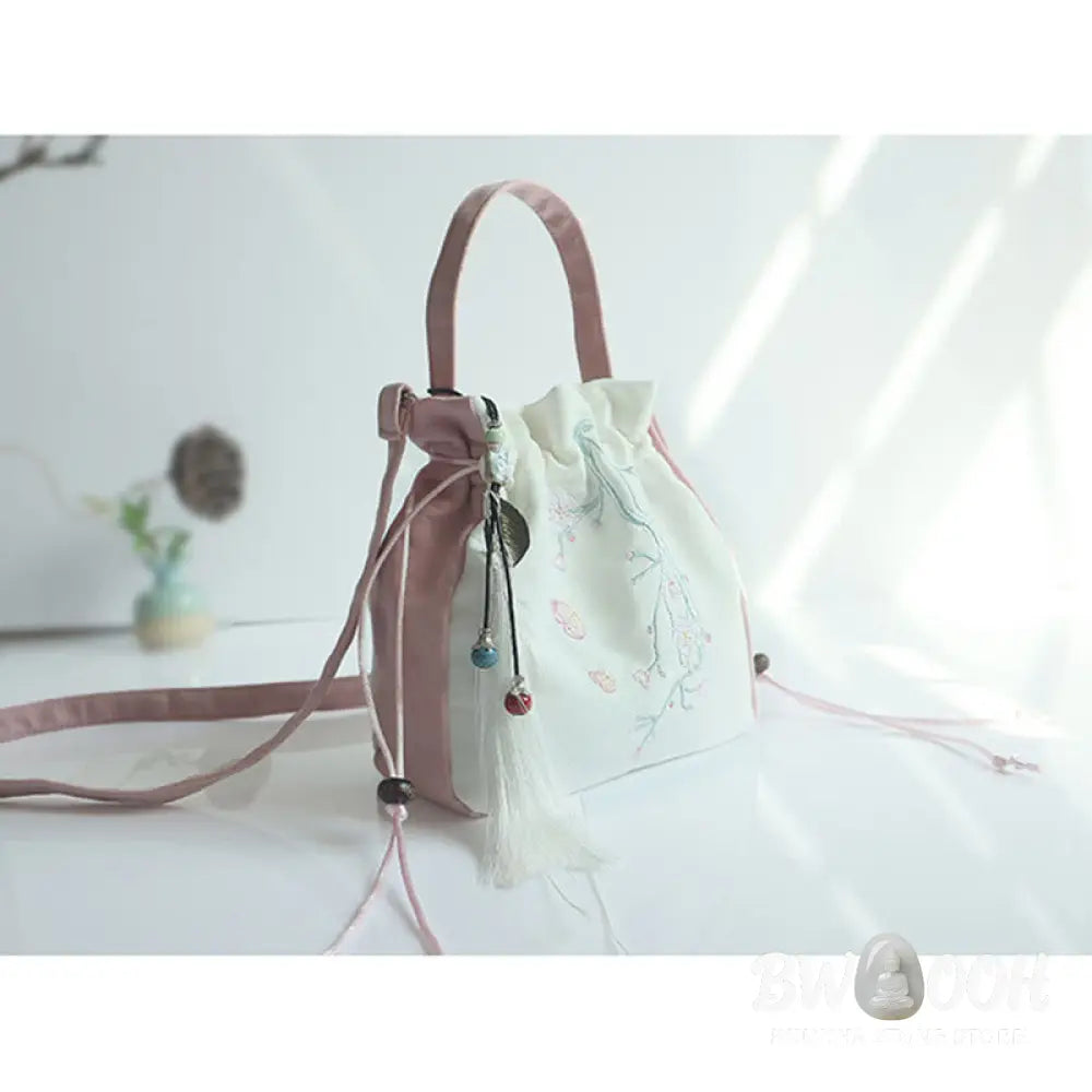 Buddha Stones Handmade Embroidered Flowers Canvas Tote Shoulder Bag Handbag - Bag