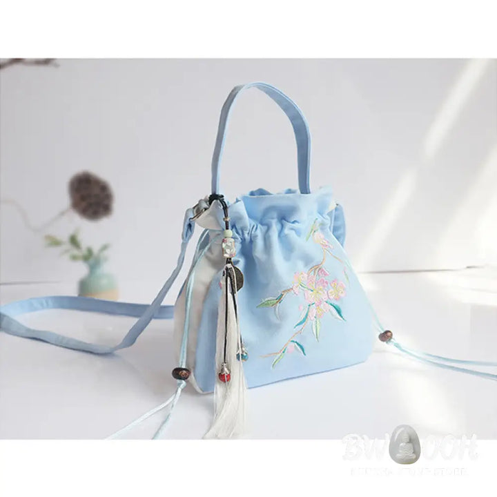 Buddha Stones Handmade Embroidered Flowers Canvas Tote Shoulder Bag Handbag - Bag