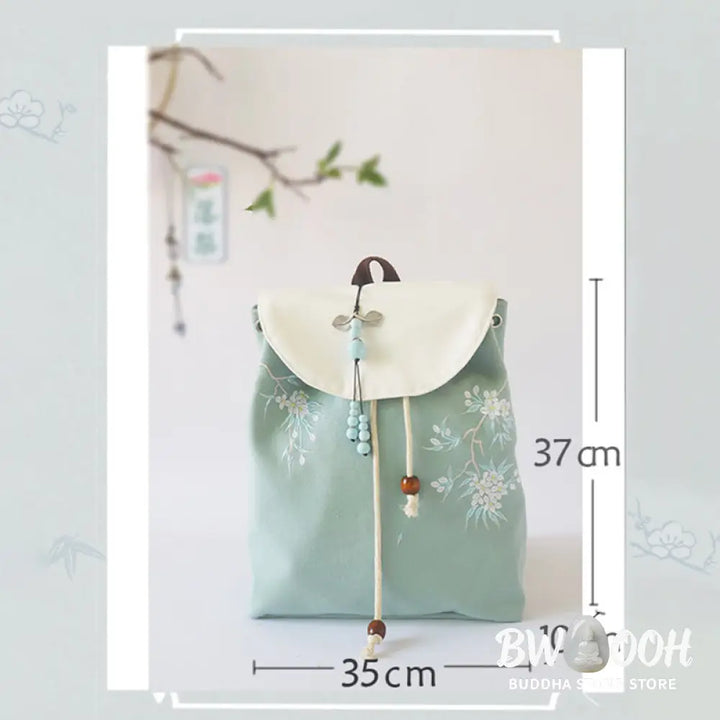 Buddha Stones Handmade Embroidered Large Capacity Canvas Backpack - Backpack