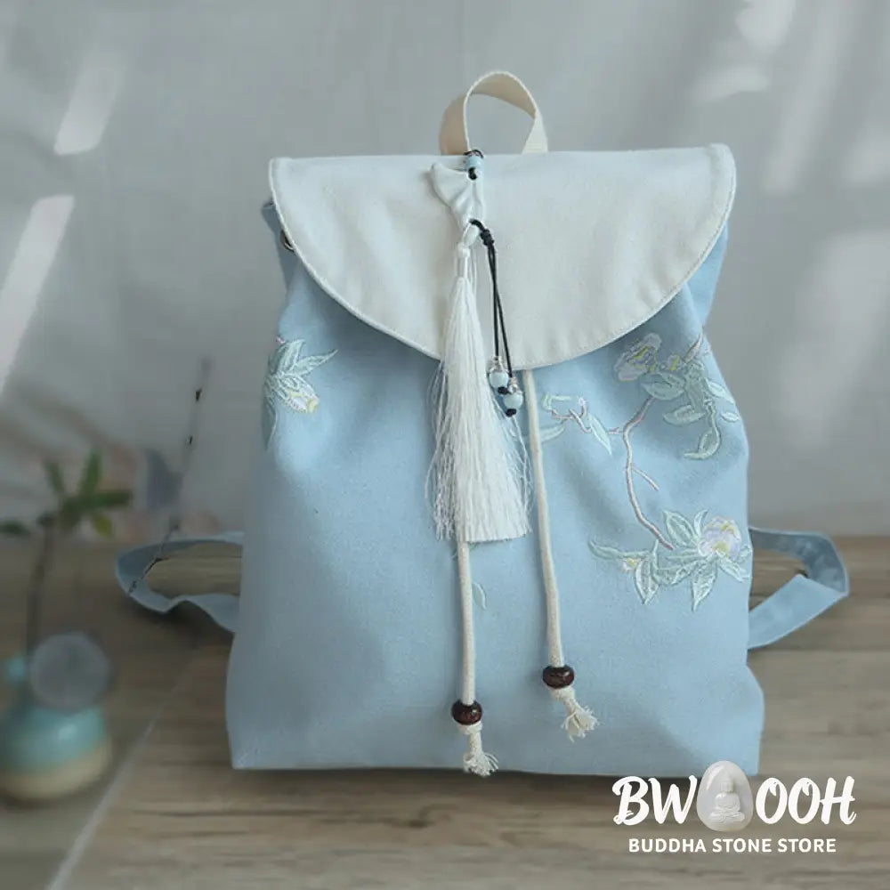 Buddha Stones Handmade Embroidered Large Capacity Canvas Backpack - Backpack