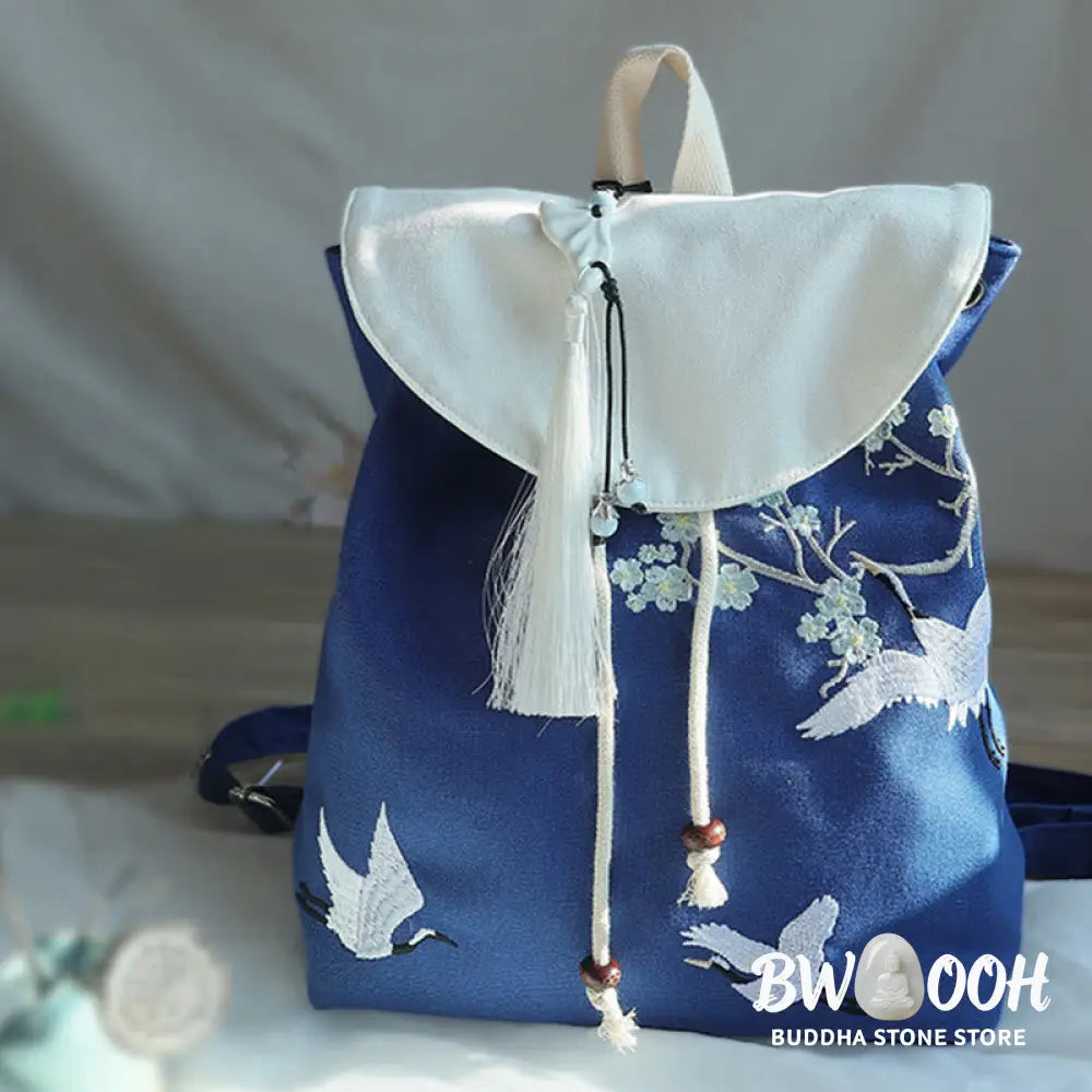 Buddha Stones Handmade Embroidered Large Capacity Canvas Backpack - Backpack