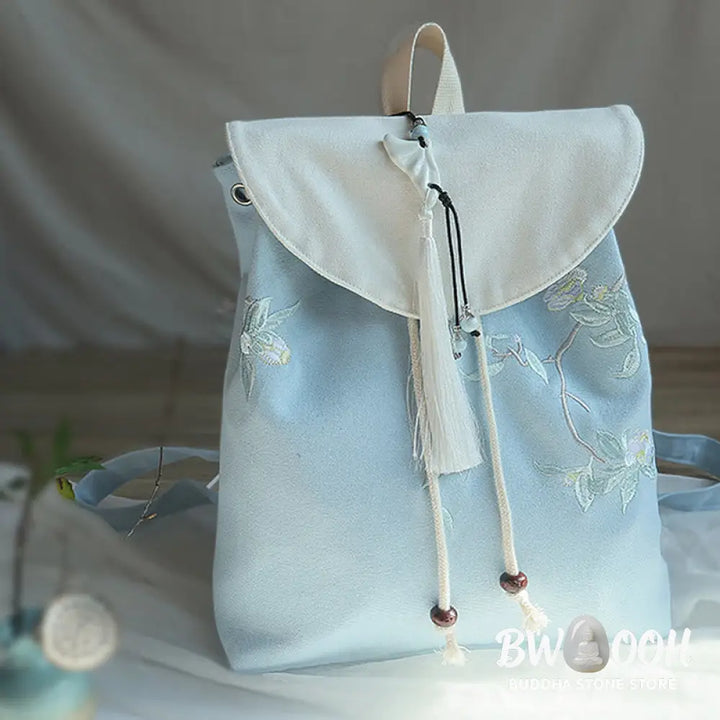 Buddha Stones Handmade Embroidered Large Capacity Canvas Backpack - Backpack
